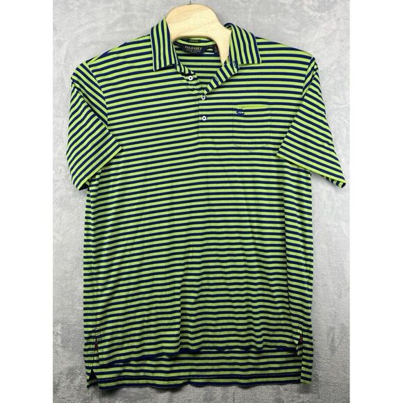 Ralph Lauren Polo Golf Shirt‎ Strech Lisle Gree Striped Charlotte CC Men's XL - Picture 1 of 5